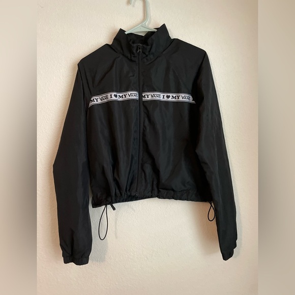 Vans Black Bomber Jacket with High Collar and Drawstring Hem size small - Picture 4 of 4